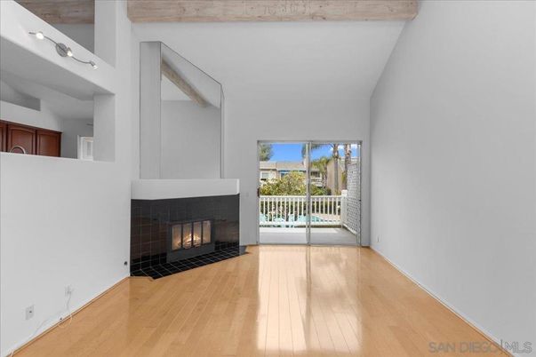 Empty room, Fireplace, Interior, Wooden Beams, Wood Texture Flooring