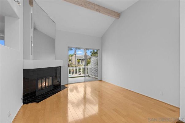 Empty room, Fireplace, Interior, Wooden Beams, Wood Texture Flooring