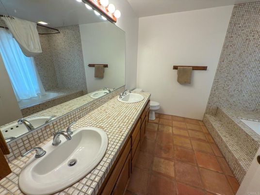 Bathroom, Dual Sink Vanities, Interior, Recessed Lighting, Tile Countertops
