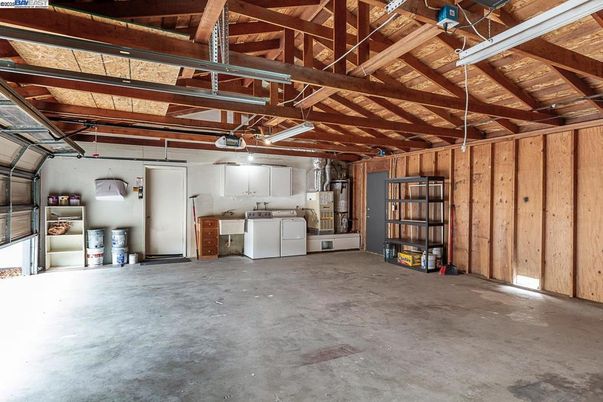 Garage, Interior, Washer, Wooden Beams, Wooden Ceilings, Wooden Walls