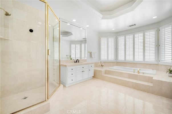 Bathroom, Dual Sink Vanities, Glass Shower, Interior, Recessed Lighting