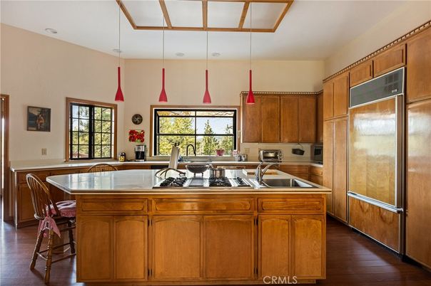 Interior, Kitchen, Pendant Lights, Wood Texture Flooring
