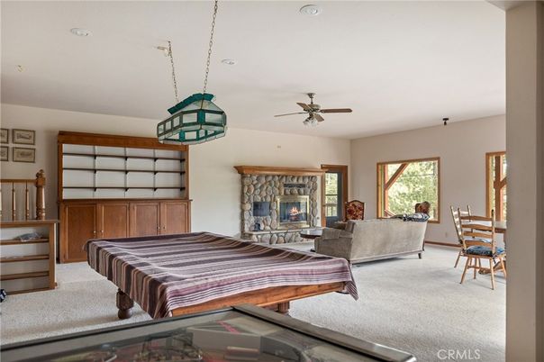 Billiard Table, Fireplace, Game Room, Interior, Living room, Pendant Lights, Recessed Lighting