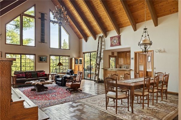 Chandelier, Dining room, Interior, Living room, Pendant Lights, Wooden Beams, Wooden Ceilings