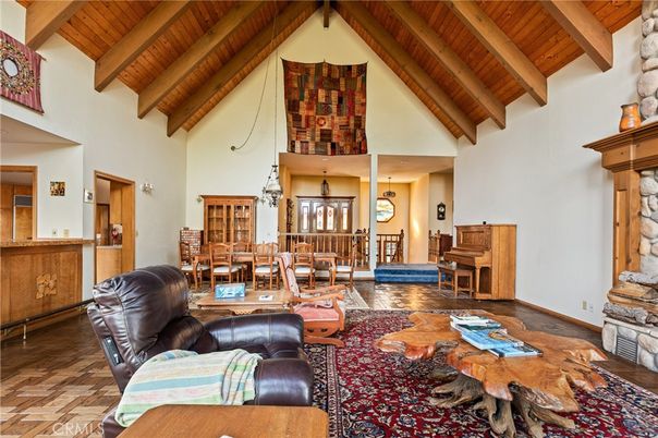 Dining room, Interior, Living room, Pendant Lights, Piano, Wooden Beams, Wooden Ceilings, Wood Texture Flooring