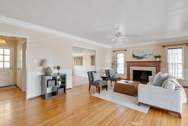 Fireplace, Interior, Living room, Pendant Lights, Wood Texture Flooring