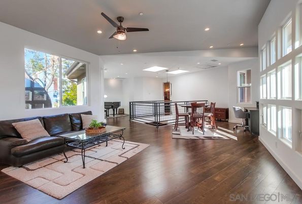 Dining room, Interior, Living room, Pendant Lights, Recessed Lighting, Wood Texture Flooring