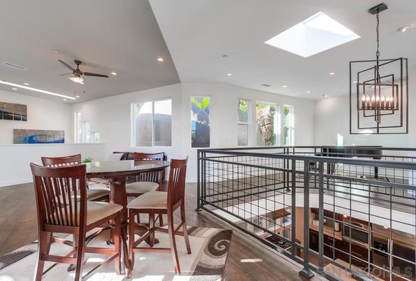 Dining room, Interior, Pendant Lights, Recessed Lighting, Wood Texture Flooring