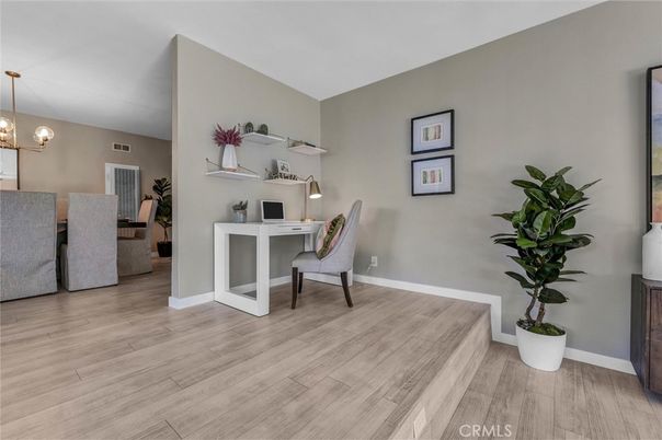 Home Office, Interior, Pendant Lights, Wood Texture Flooring