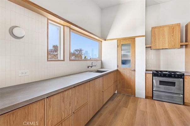 Interior, Kitchen, Stainless Steel Appliances, Wood Texture Flooring