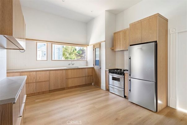Interior, Kitchen, Stainless Steel Appliances, Wood Texture Flooring