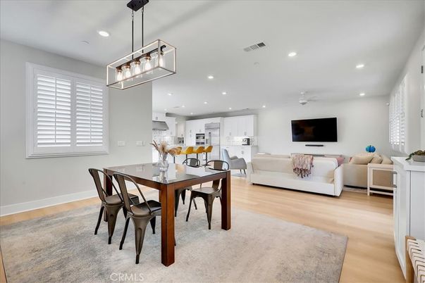 Dining room, Interior, Kitchen, Living room, Pendant Lights, Recessed Lighting, Wood Texture Flooring