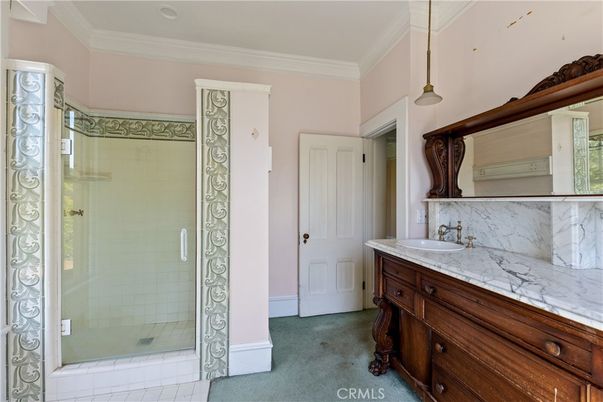 Bathroom, Glass Shower, Interior, Pendant Lights