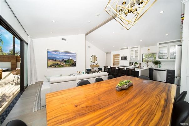 Dining room, Interior, Kitchen, Living room, Pendant Lights, Recessed Lighting, Wood Texture Flooring