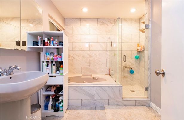 Bathroom, Glass Shower, Interior, Marble Walls, Recessed Lighting