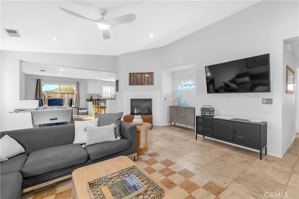 Fireplace, Interior, Kitchen, Living room, Recessed Lighting