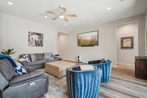 Interior, Living room, Recessed Lighting, Wood Texture Flooring