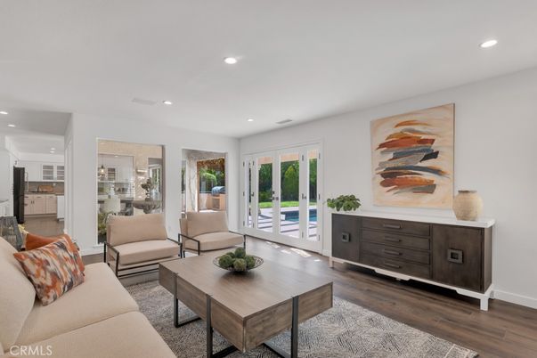 Interior, Living room, Recessed Lighting, Wood Texture Flooring