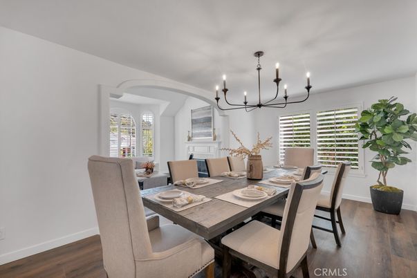 Chandelier, Dining room, Interior, Wood Texture Flooring