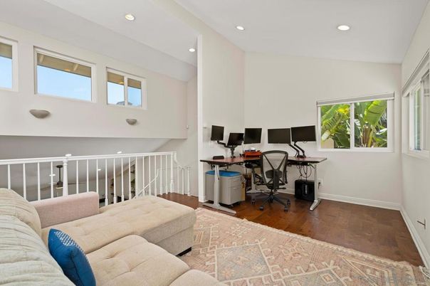 Home Office, Interior, Recessed Lighting, Wood Texture Flooring