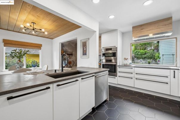 Interior, Kitchen, Recessed Lighting, Stainless Steel Appliances, Wooden Ceilings