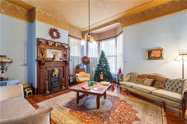 Fireplace, Interior, Living room, Pendant Lights, Wood Texture Flooring
