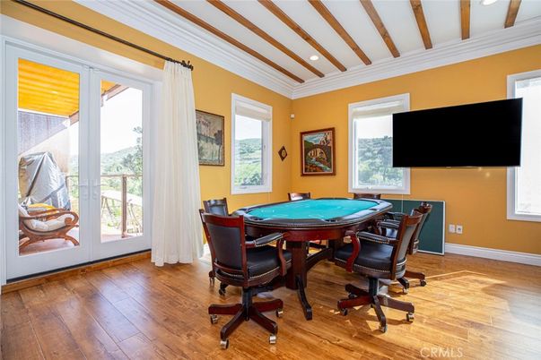 Game Room, Interior, Recessed Lighting, Wooden Beams, Wood Texture Flooring