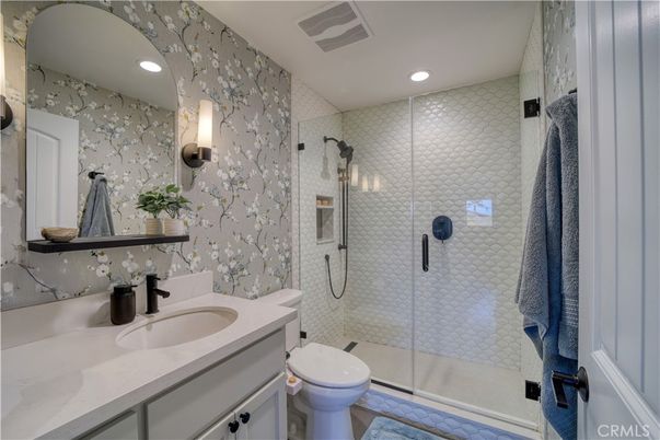 Bathroom, Glass Shower, Interior, Recessed Lighting