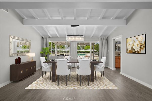 Chandelier, Dining room, Interior, Pendant Lights, Wood Texture Flooring