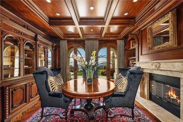 Fireplace, Interior, Recessed Lighting, Wooden Beams, Wooden Ceilings, Wooden Walls
