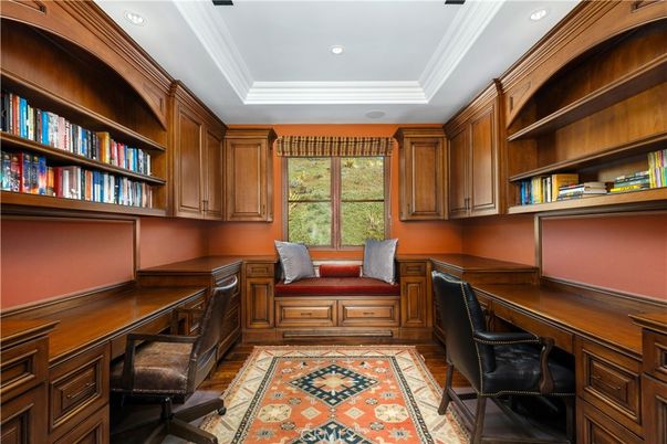 Home Office, Interior, Recessed Lighting, Wood Texture Flooring
