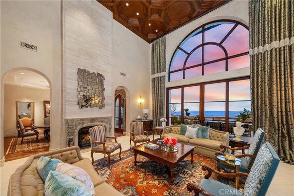 Fireplace, Interior, Living room, Recessed Lighting, Water, Wooden Ceilings, Wood Texture Flooring