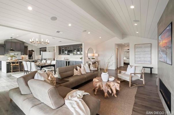 Dining room, Interior, Kitchen, Living room, Pendant Lights, Recessed Lighting, Wood Texture Flooring
