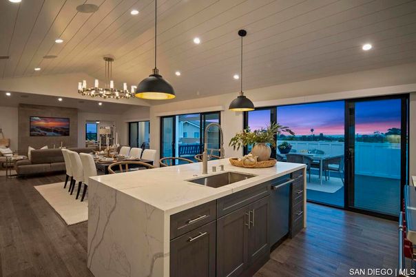 Dining room, Interior, Kitchen, Living room, Pendant Lights, Recessed Lighting, Wood Texture Flooring