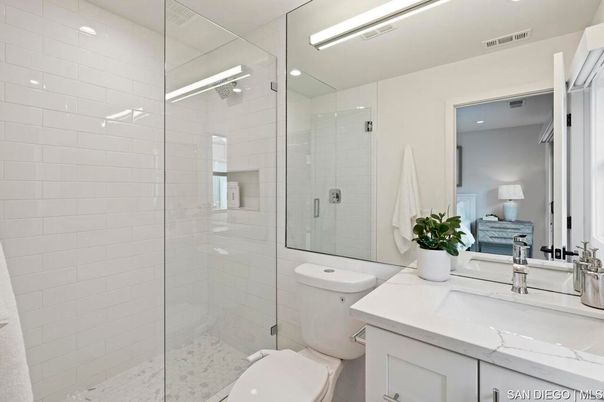 Bathroom, Glass Shower, Interior, Recessed Lighting