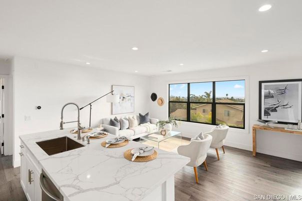 Interior, Kitchen, Living room, Recessed Lighting, Wood Texture Flooring