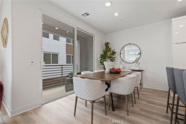 Dining room, Interior, Recessed Lighting, Wood Texture Flooring