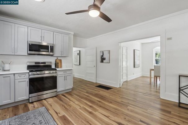 Interior, Kitchen, Stainless Steel Appliances, Wood Texture Flooring
