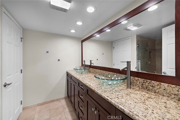 Bathroom, Dual Sink Vanities, Glass Shower, Interior, Recessed Lighting