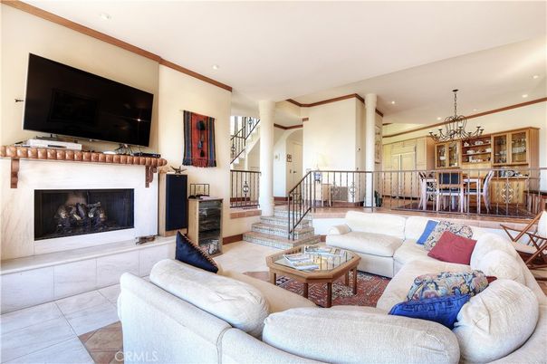 Chandelier, Dining room, Fireplace, Interior, Living room, Pendant Lights, Recessed Lighting