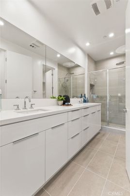 Bathroom, Dual Sink Vanities, Glass Shower, Interior, Recessed Lighting