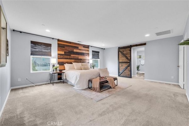 Bedroom, Interior, Recessed Lighting, Wooden Walls