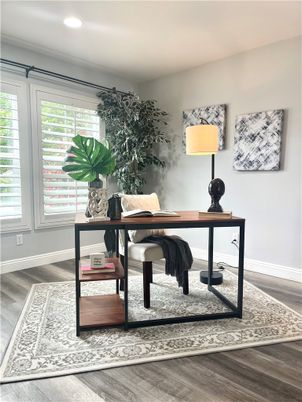 Home Office, Interior, Recessed Lighting, Wood Texture Flooring