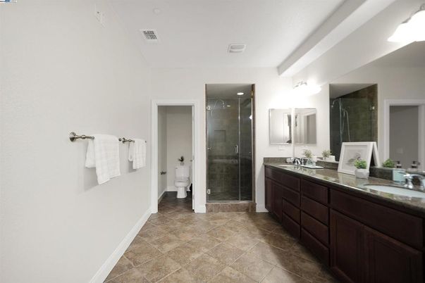 Bathroom, Dual Sink Vanities, Glass Shower, Interior