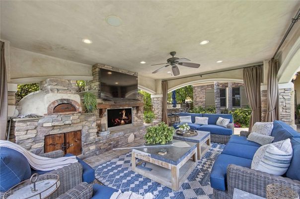 Exterior, Fireplace, Interior, Living room, Recessed Lighting