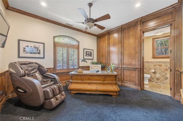 Home Office, Interior, Recessed Lighting, Wooden Walls