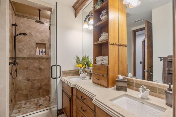 Bathroom, Dual Sink Vanities, Glass Shower, Interior