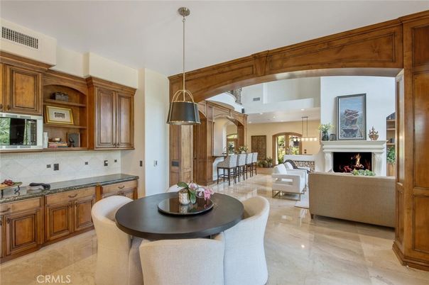 Dining room, Fireplace, Interior, Kitchen, Living room, Pendant Lights, Piano, Recessed Lighting