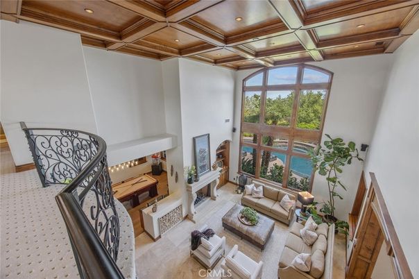 Fireplace, Interior, Living room, Piano, Recessed Lighting, Wooden Beams, Wooden Ceilings