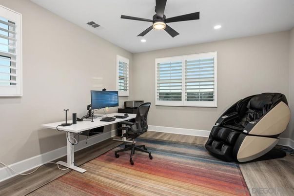 Home Office, Interior, Recessed Lighting, Wood Texture Flooring